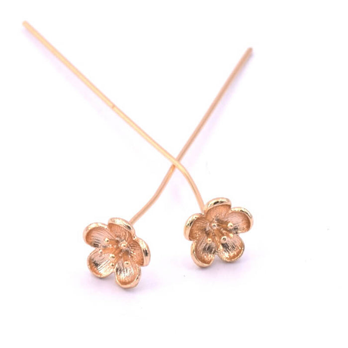 Head pin Gold brass buttercup flower - 48mm (2)