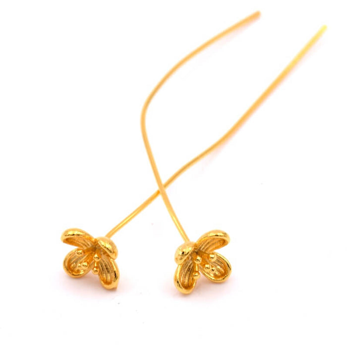 Head Pin golden brass with flower 49x8x0.7mm (2)