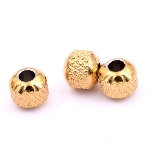 Rondelle bead gold steel diamond cut - 6x5.5mm - Hole: 2mm (6)