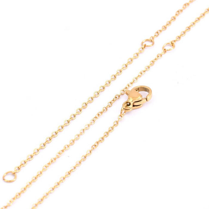 Thin chain necklace Golden stainless steel 45cm - 1mm (1)