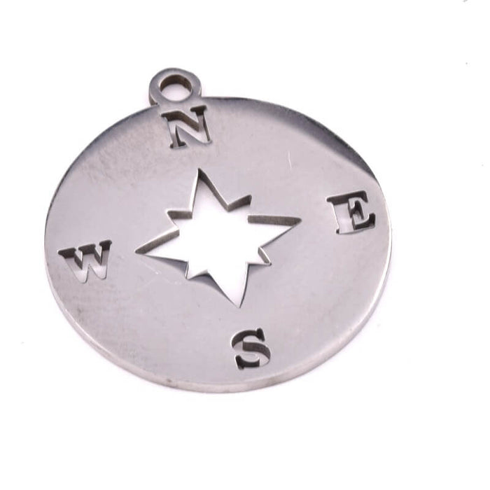 Stainless Steel Pendant charm, tag cardinal points, Golden, 19mm (1)