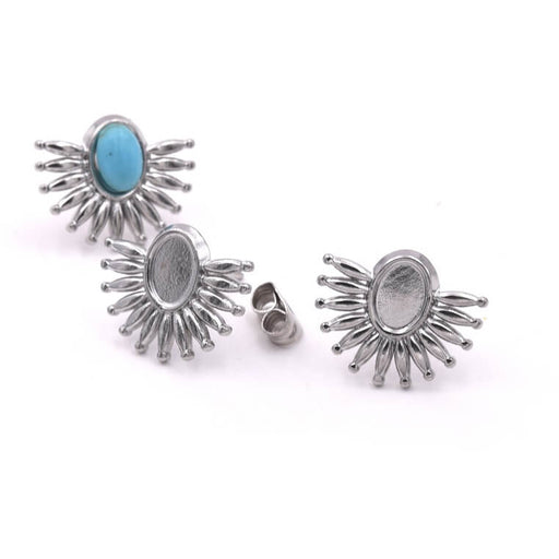 Buy Stud earrings sun stainless steel for 6x4mm cabochon (2)