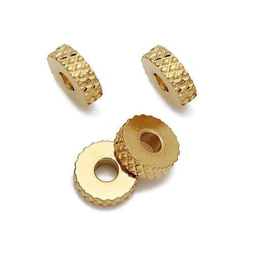 Buy Heishi rondelle bead Diamond cut - golden stainless steel 5x2mm (4)