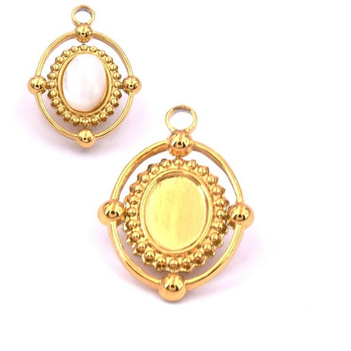 Oval pendant golden stainless steel 21x16mm for 8x6mm cabochon (1)