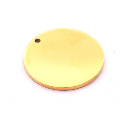 Buy Round medal pendant golden stainless steel - 25mm - Hole: 1.8mm (1)