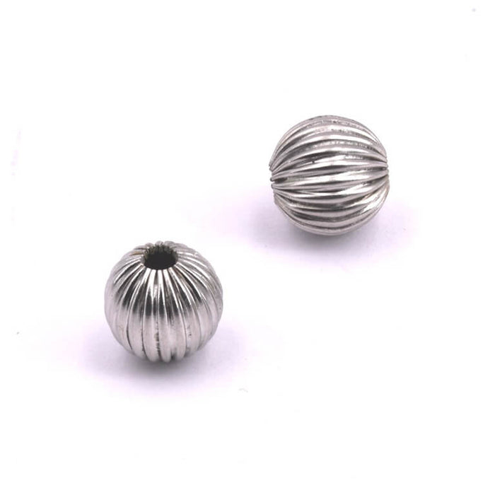 Grooved stainless steel bead 10mm - Hole: 2.5mm (2)