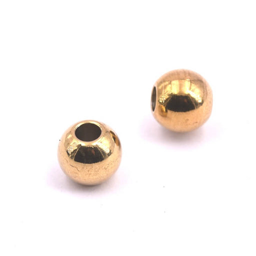 Round bead in golden stainless steel 8mm - Hole: 3mm (2)