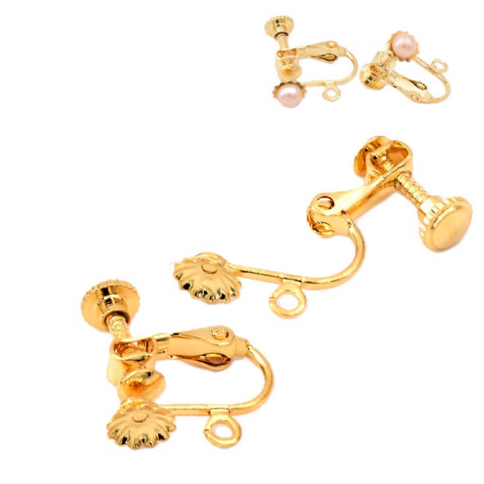 Clip-on earrings Golden stainless steel 15mm (2)