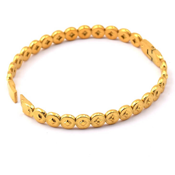 Oval bangle bracelet Golden stainless steel - 59x53mm (1)