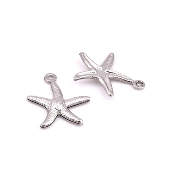 Starfish charm pendant Stainless steel - 19x16mm (1)