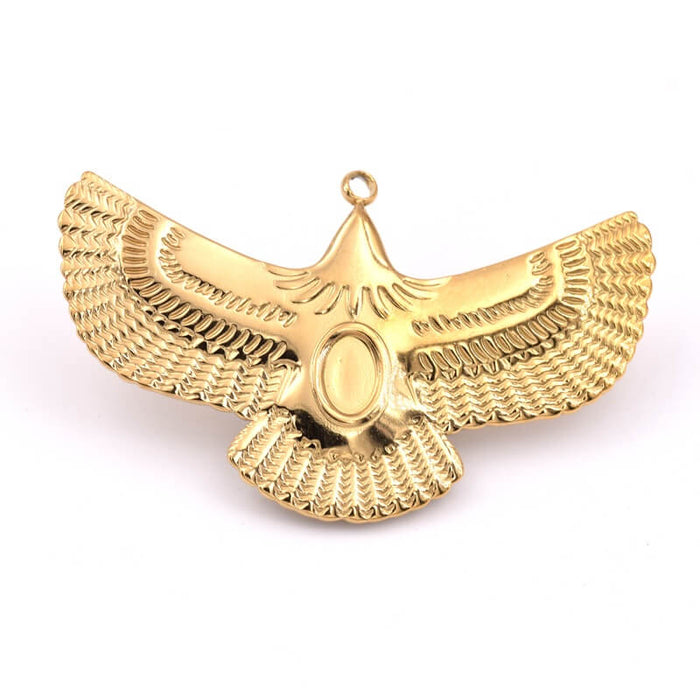 Flying eagle pendant 45mm for 6x4mm cabochon - Golden stainless steel (1)