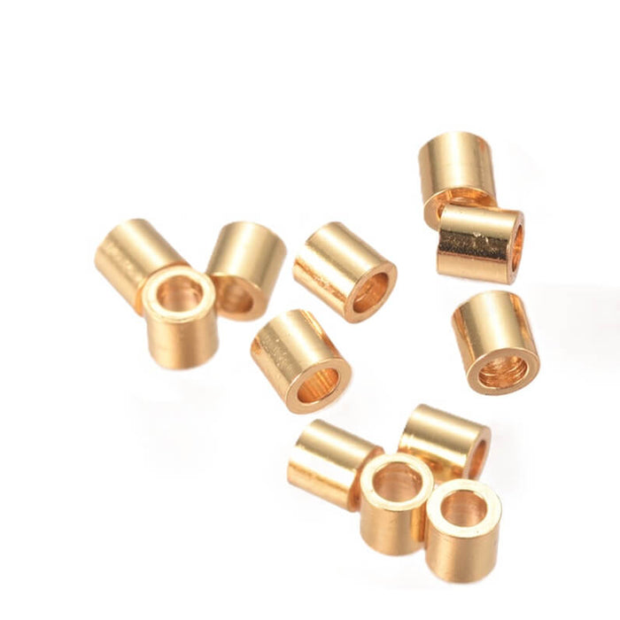 Tube Beads 2x2mm - Golden Stainless Steel - Hole: 1mm (10)