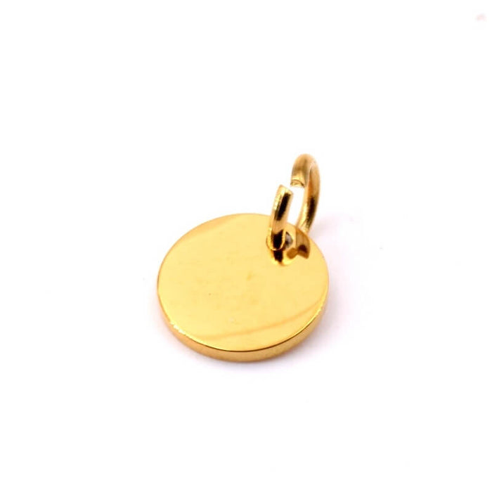 Medallion Pendant Golden Stainless Steel 8mm - Hole: 3.5mm (1)