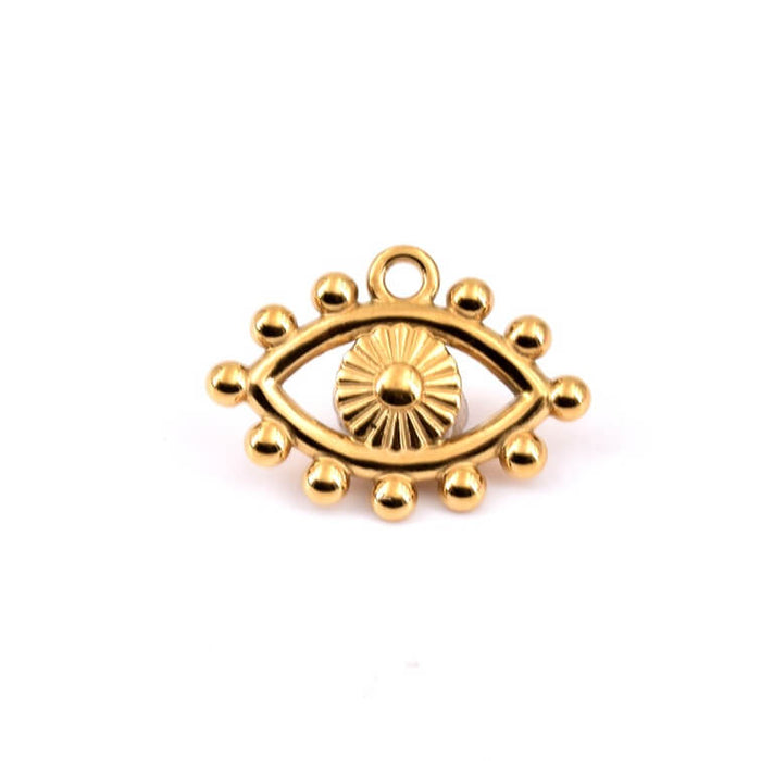 Beaded Eye Pendant - Golden Stainless Steel 18.5x13.5mm (1)