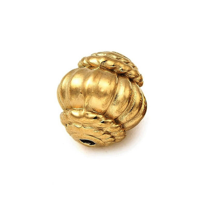 Round grooved lantern bead - Golden stainless steel 9x8.5mm - Hole: 1mm (1)