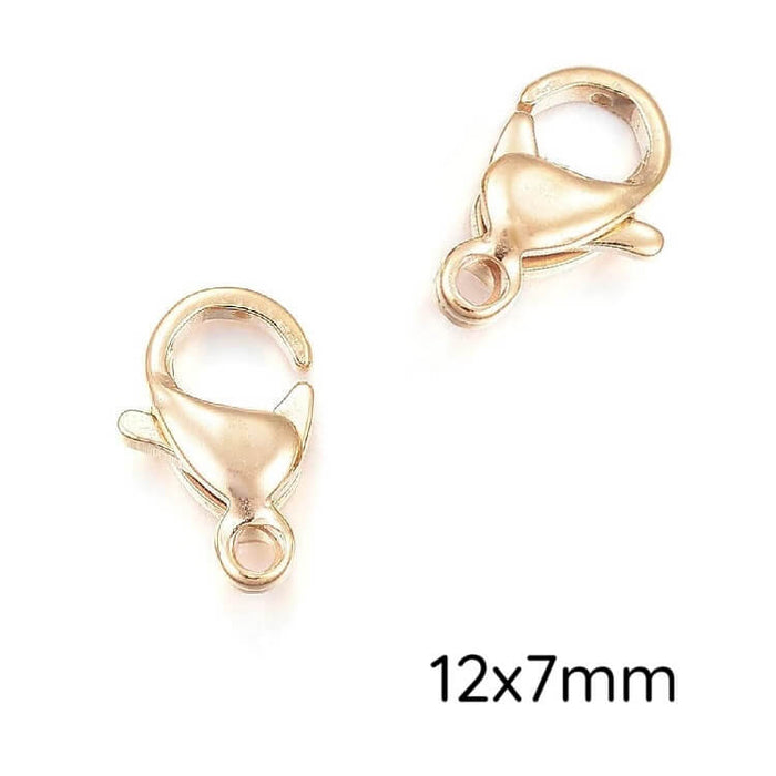 Lobster clasp - Golden stainless steel - 12x7mm - Hole: 1mm (2)