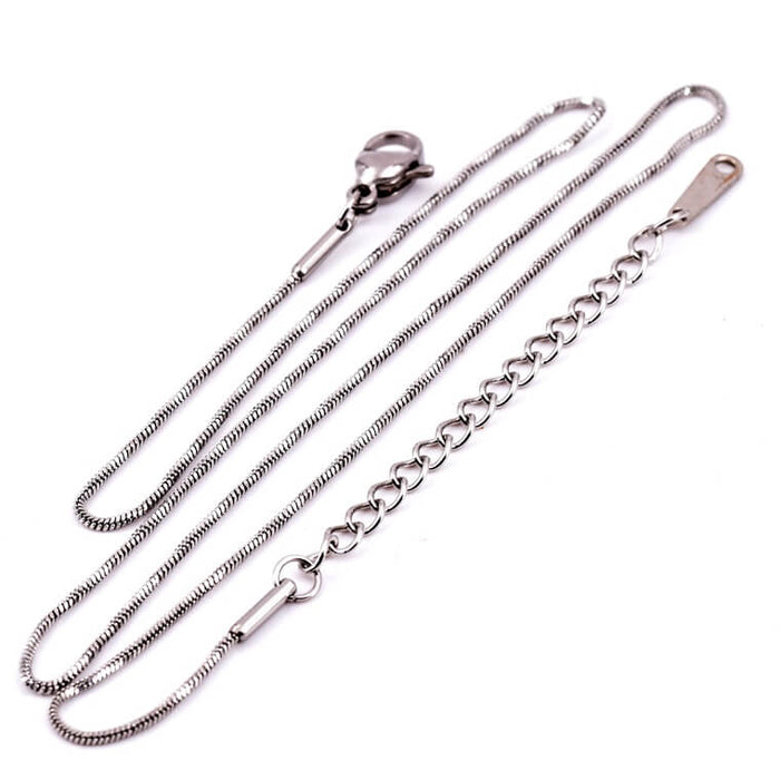 Stainless steel twisted snake chain necklace - 40+6cm - 1mm (1)