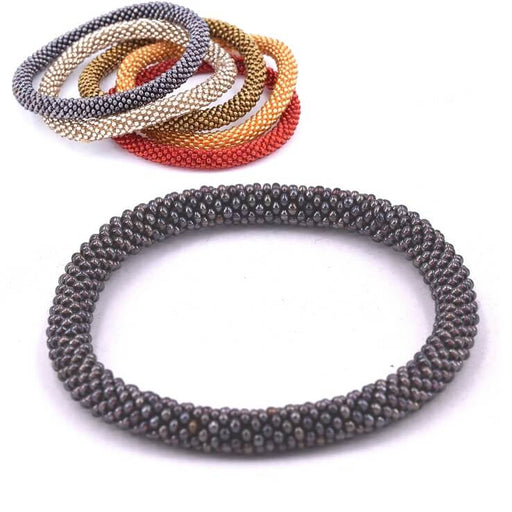 Buy Nepalese crocheted bangle bracelet Plain purple amethyst 65mm (1)