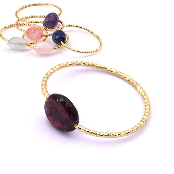 Ring pendant Garnet bead 22mm flash gold (1)