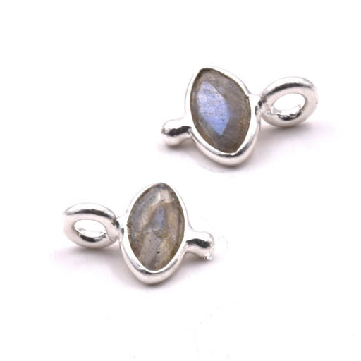 Tiny pendant oval eye Labradorite set in 925 silver - 7x9mm (1)