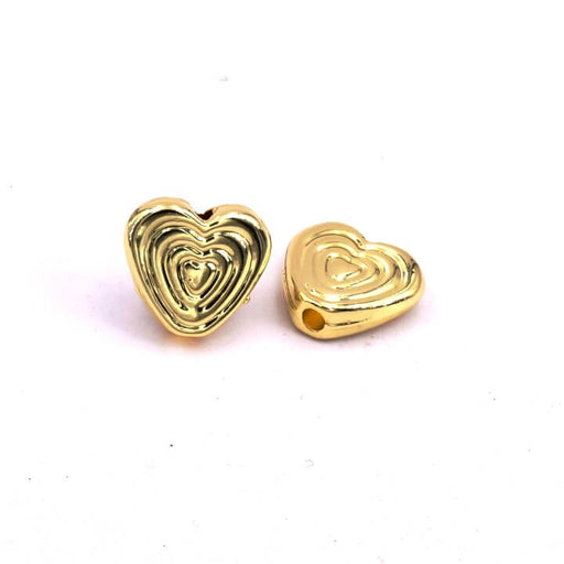 Buy Heart bead Golden metal 9x9.5mm - hole 1.4mm (4)
