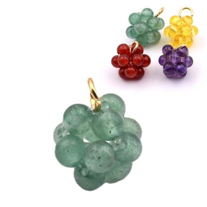 Green Dyed Quartz Beaded Ball Pendant 11-12mm (1)