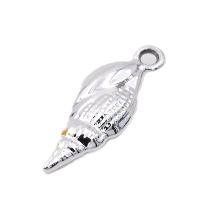 Shell pendant Silver-plated brass - 19x9mm - Hole: 1.2mm (1)