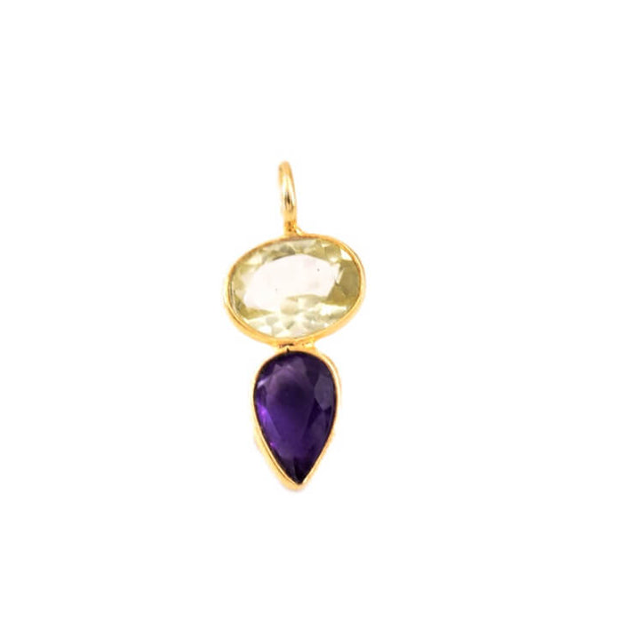 Amethyst and citrine pendant 15x9mm - Hole: 2mm (1)