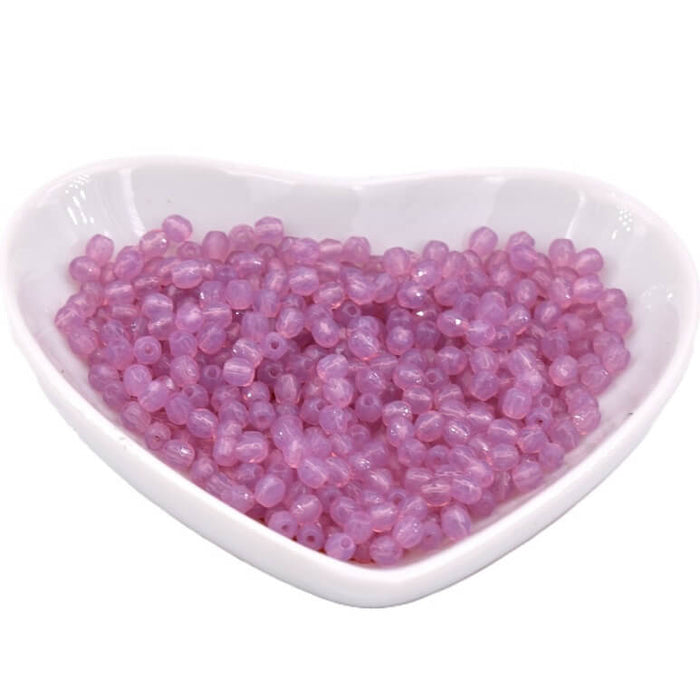Czech fire-polished beads Milky Purple 3mm (50)