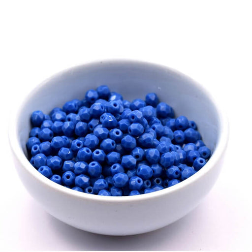 Firepolish faceted bead Opaque Blue 4mm - Hole: 0.8mm (50)