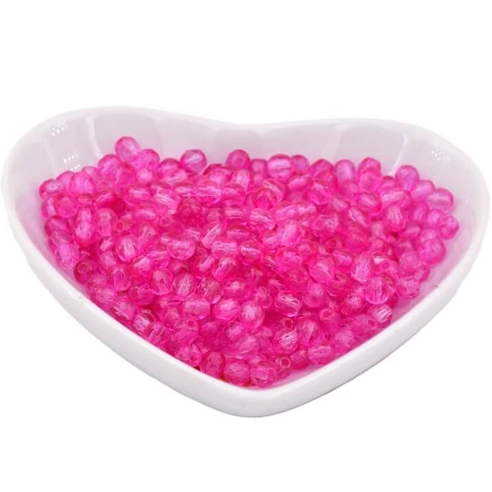 Czech fire-polished beads Coated Hot Cranberry 4mm (50)