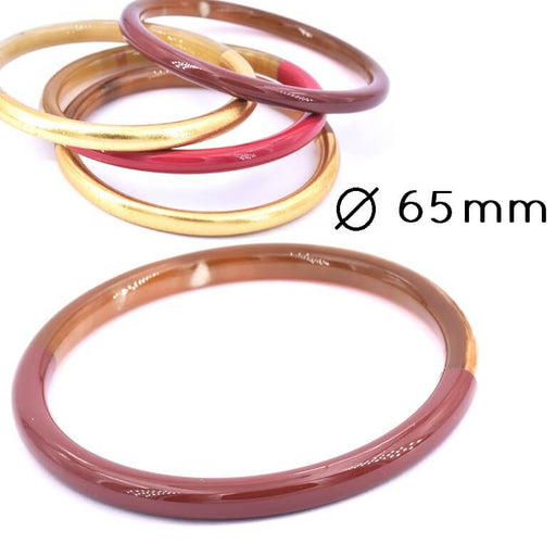Horn bangle bracelet Chocolate brown lacquered - 65mm - Thickness: 6mm (1)