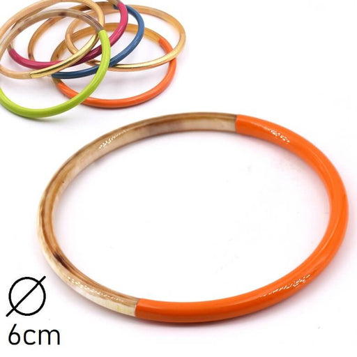 Buy Horn bangle bracelet lacquered Tangelo orange 60-63mm - Thickness: 3mm (1)