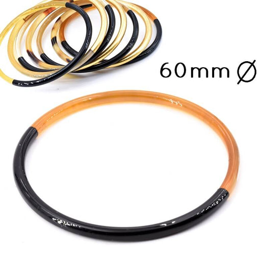 Horn bangle bracelet Black 60-63mm - Thickness: 3mm (1)