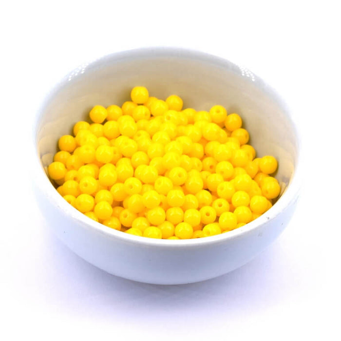 Firepolish round bead opaque yellow 4mm (50)