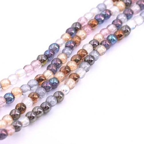 Czech round beads Luster Mix 4mm (1 fil-100 beads)