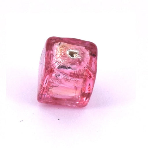 Murano cube bead ruby ​​and silver 6x6mm (1)
