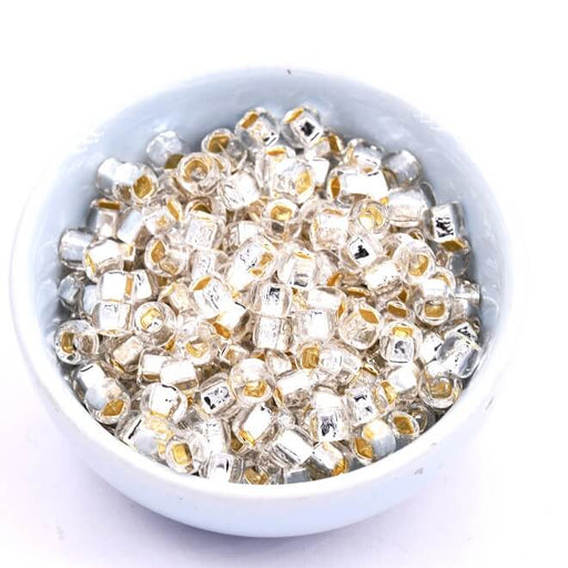 cc21 - Toho 3/0 Square Hole Round beads - Silver Lined Crystal (10g)