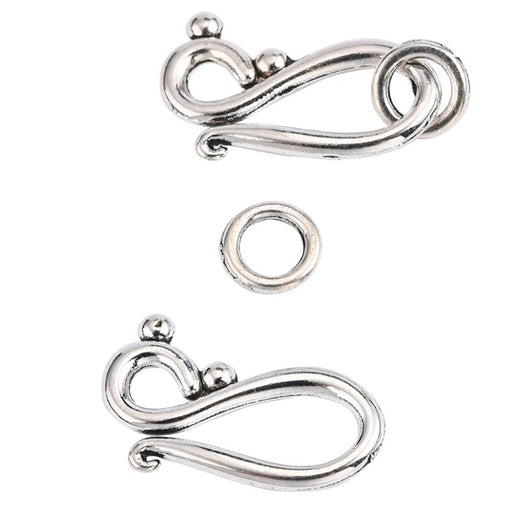 Silver S hook clasp with soldered ring 20x12mm (2 sets)
