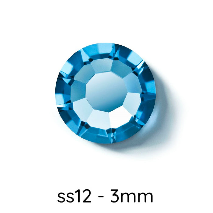 FlatBack Glue on Rhinestones Preciosa Malibu Blue ss12-3mm (80)