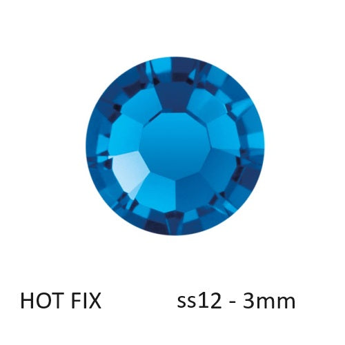 Preciosa Flatback Hotfix Rhinestones Capri Blue - ss12-3mm (80)