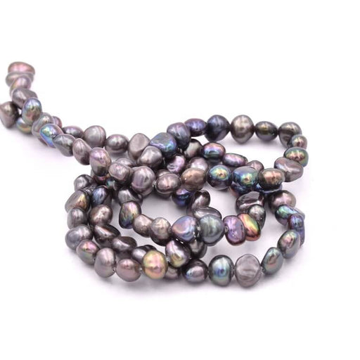 Buy Freshwater pearl nugget dark gray iridescent 4.5-5mm (1 strand-40cm)