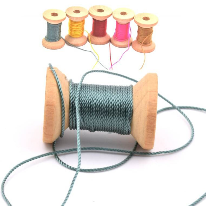 Twisted silky polyester cord - sage green 1mm (5m)