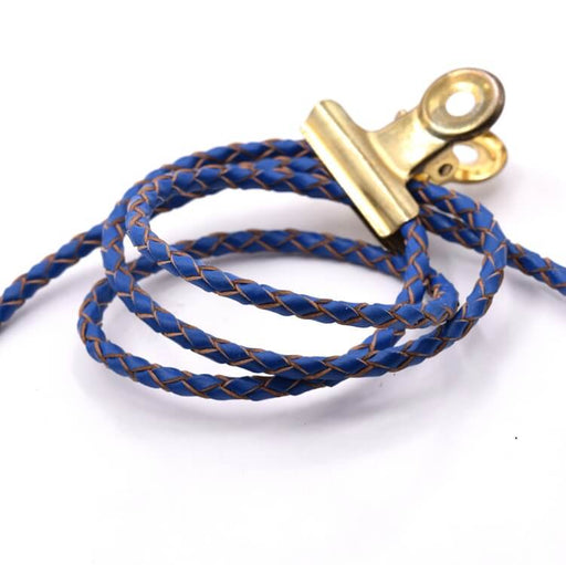 Braided round leather cord Royal Blue - 3mm (50cm)