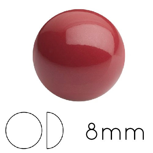 Round cabochon Preciosa lacquered Cranberry 8mm (4)