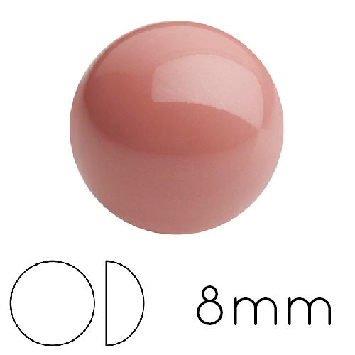 Buy Round cabochon Preciosa lacquered Salmon Rose 8mm (4)