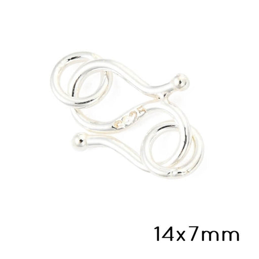 S hook clasp with 2 rings in Sterling silver - 14x7mm (1)