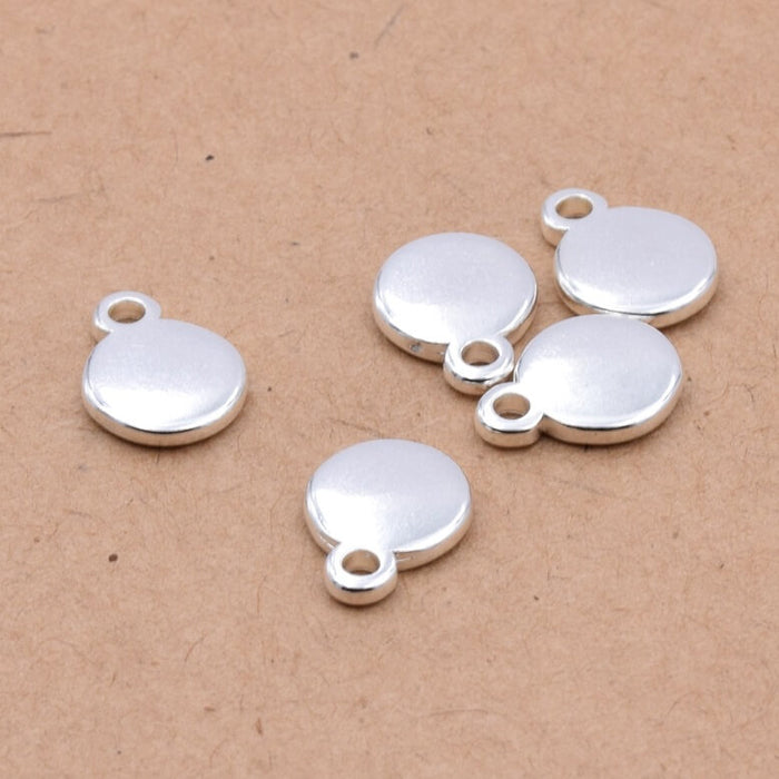 Round charm pendant Sterling silver plated - 10 microns - 8mm (3)