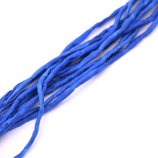 Natural silk cord hand dyed primary blue 2mm (1m)
