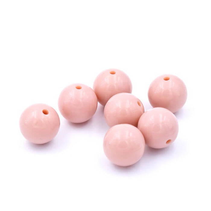 Round resin bead powder pink 20mm - Hole : 2.2mm (20)